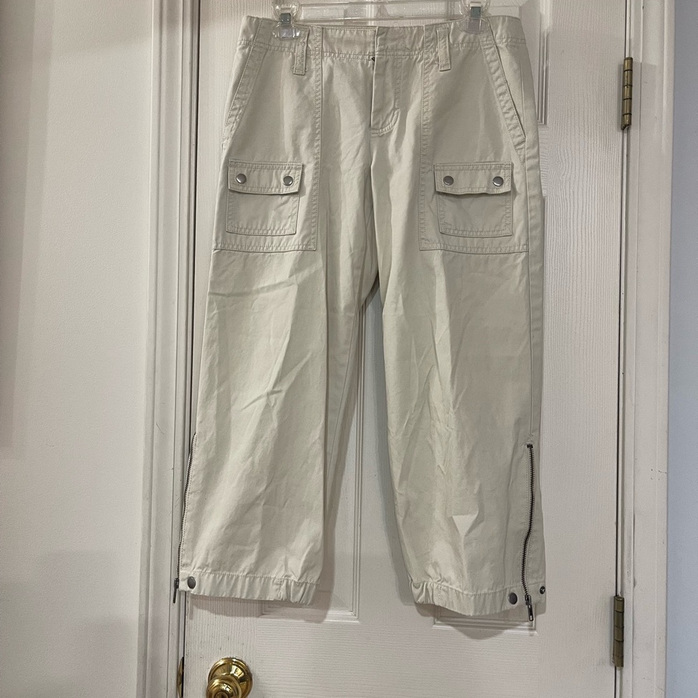 GAP Cream Cargo Crop Pants with Side Zips